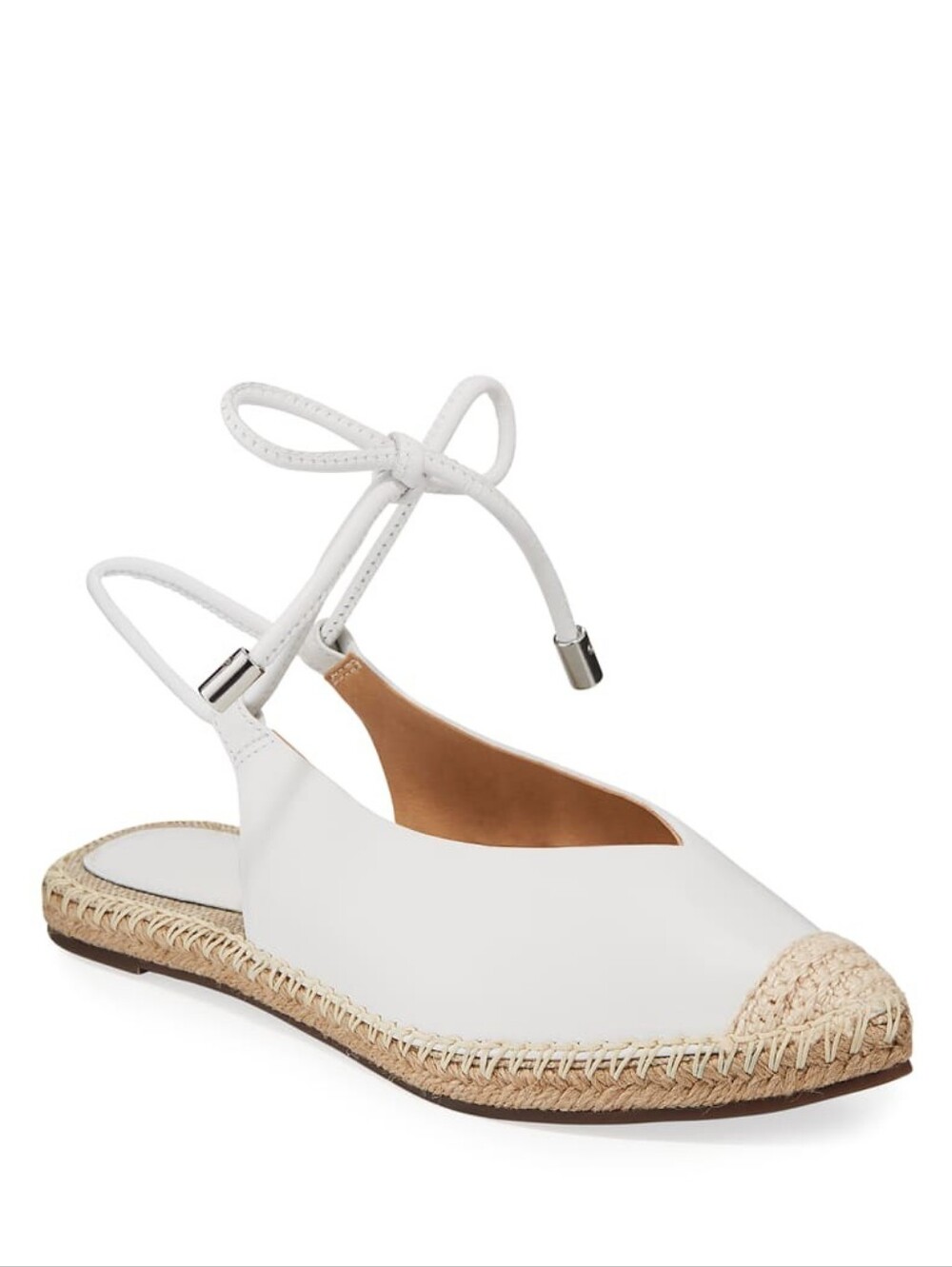 New! Schultz Laba White Leather Pointed Toe Ankle Wrap Flat Espadrilles 9B